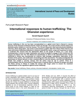 International Responses to Human Trafficking: the Ghanaian Experience