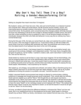 Why Don't You Tell Them I'm a Boy? Raising a Gender-Nonconforming Child by Florence Dillon