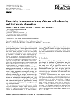 Constraining the Temperature History of the Past Millennium Using Early Instrumental Observations