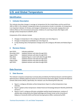 Technical Documentation: U.S. and Global Temperature 1