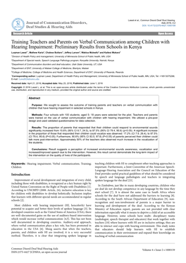 Training Teachers and Parents on Verbal Communication Among