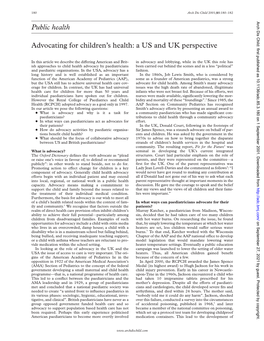 Public Health Advocating for Children's Health: a US and UK Perspective