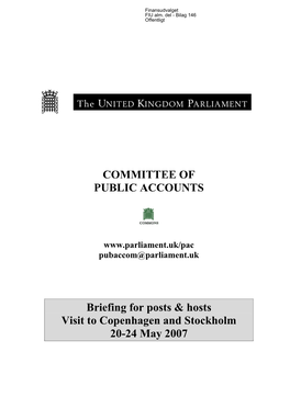COMMITTEE of PUBLIC ACCOUNTS Briefing for Posts & Hosts Visit To