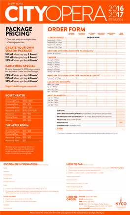 Order Form Package Pricing*