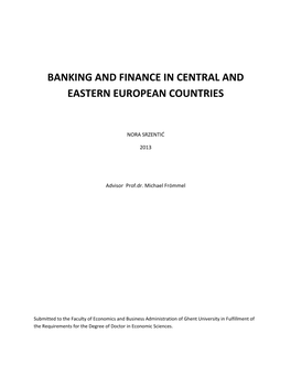 Banking and Finance in Central and Eastern European Countries