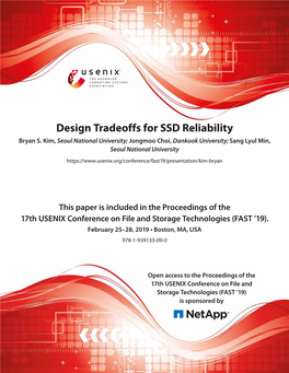 Design Tradeoffs for SSD Reliability Bryan S