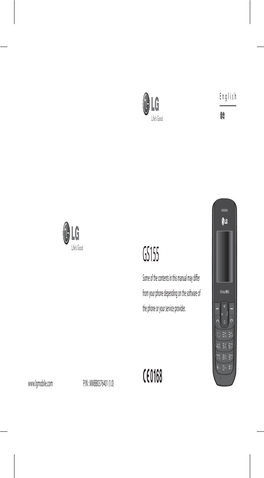 GS155 Some of the Contents in This Manual May Differ from Your Phone Depending on the Software of the Phone Or Your Service Provider