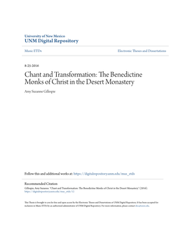 The Benedictine Monks of Christ in the Desert Monastery Amy Suzanne Gillespie