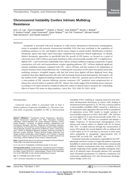 Chromosomal Instability Confers Intrinsic Multidrug Resistance