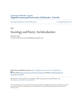 Sociology and Poetry: an Introduction Michael R