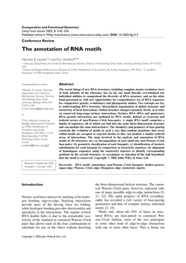 The Annotation of RNA Motifs