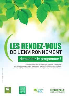 LES RENDEZ-VOUS DE L’ENVIRONNEMENT Demandez Le Programme !