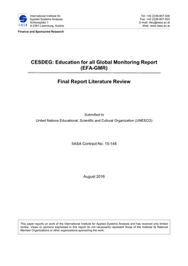 CESDEG: Education for All Global Monitoring Report (EFA-GMR)