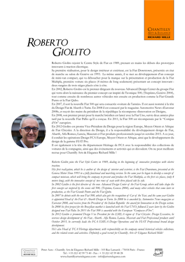 Roberto Giolito Roberto Giolito Rejoint Le Centre Style De Fiat En 1989, Prenant En Mains Les Débuts Des Prototypes Innovants À Traction Électrique