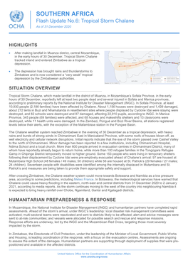 Southern Africa, Flash Update No.6: Tropical Storm Chalane (As of 31