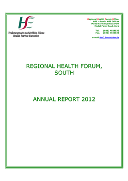 Regional Health Forum, South Annual Report 2012