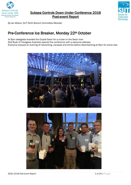 Pre-Conference Ice Breaker, Monday 22Th October