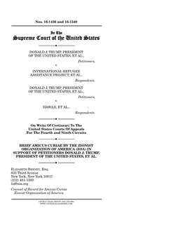 Brief Amicus Curiae of Zionist Organization Of