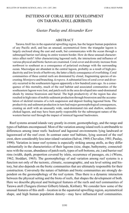 Patterns of Coral Reef Development on Tarawa Atoll (Kiribati)