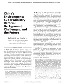 China's Environmental Super Ministry Reform