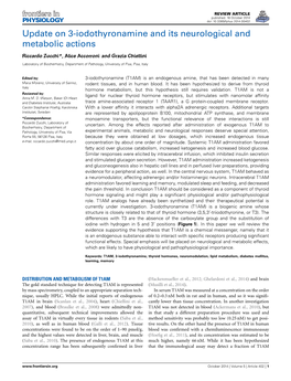 Update on 3-Iodothyronamine and Its Neurological and Metabolic Actions