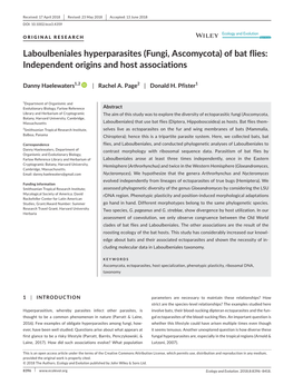 Laboulbeniales Hyperparasites (Fungi, Ascomycota) of Bat Flies: Independent Origins and Host Associations