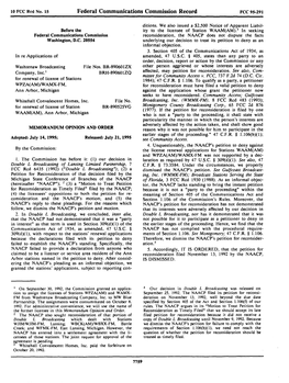 Federal Communications Commission Record FCC 95-291