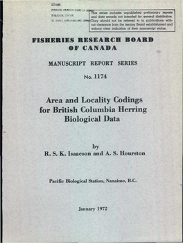 Area and Locality Codings for British Columbia Herring Biological Data