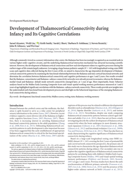 Development of Thalamocortical Connectivity During Infancy and Its Cognitive Correlations