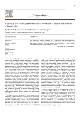 Copper(II)–Acid Co-Catalyzed Intermolecular Substitution of Electron-Rich Aromatics with Diazoesters