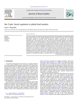 Fair Trade: Social Regulation in Global Food Markets