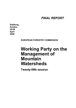 Working Party on the Management of Mountain Watersheds
