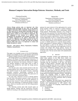 Human-Computer Interaction Design Patterns: Structure, Methods, and Tools