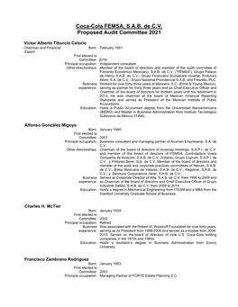 Coca-Cola FEMSA, S.A.B. De C.V. Proposed Audit Committee 2021