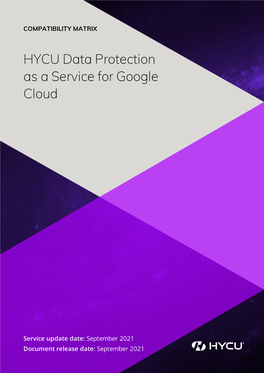 HYCU for Google Cloud Compatibility Matrix