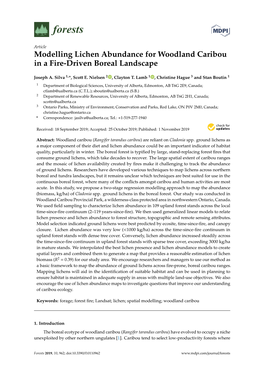 Modelling Lichen Abundance for Woodland Caribou in a Fire-Driven Boreal Landscape