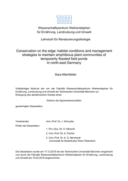 Habitat Conditions and Management Strategies to Maintain Amphibious Plant Communities of Temporarily Flooded Field Ponds in North-East Germany