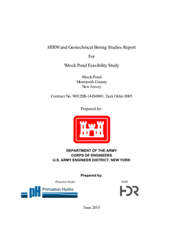 HTRW and Geotechnical Boring Studies Report for Wreck Pond Feasibility Study