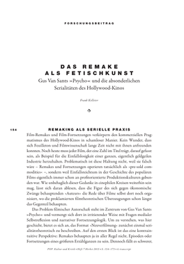 Das Remake Als Fetischkunst Gus Van Sants »Psycho« Und Die Absonderlichen Serialitäten Des Hollywood-Kinos