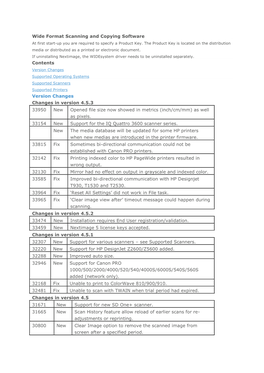 Wide Format Scanning and Copying Software Contents Version