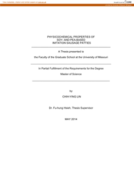 Physicochemical Properties of Soy- and Pea-Based Imitation Sausage Patties ______