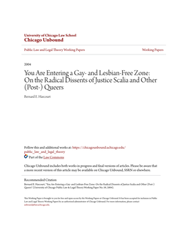 You Are Entering a Gay- and Lesbian-Free Zone: on the Radical Dissents of Justice Scalia and Other (Post-) Queers Bernard E