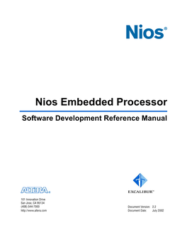 Software Development Reference Manual Nios Embedded Processor