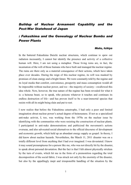 Buildup of Nuclear Armament Capability and the Post-War Statehood of Japan