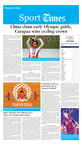 China Claim Early Olympic Golds, Carapaz Wins Cycling Crown