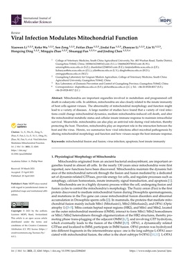 Viral Infection Modulates Mitochondrial Function