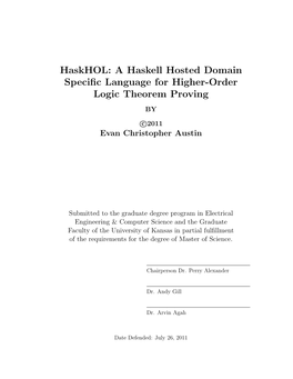 Haskhol: a Haskell Hosted Domain Specific Language for Higher-Order