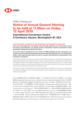 Notice of 2019 Annual General Meeting