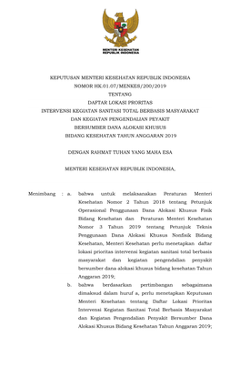 Keputusan Menteri Kesehatan Republik Indonesia Nomor