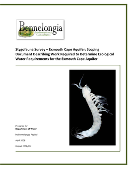 Stygofauna Survey – Exmouth Cape Aquifer: Scoping Document Describing Work Required to Determine Ecological Water Requirements for the Exmouth Cape Aquifer